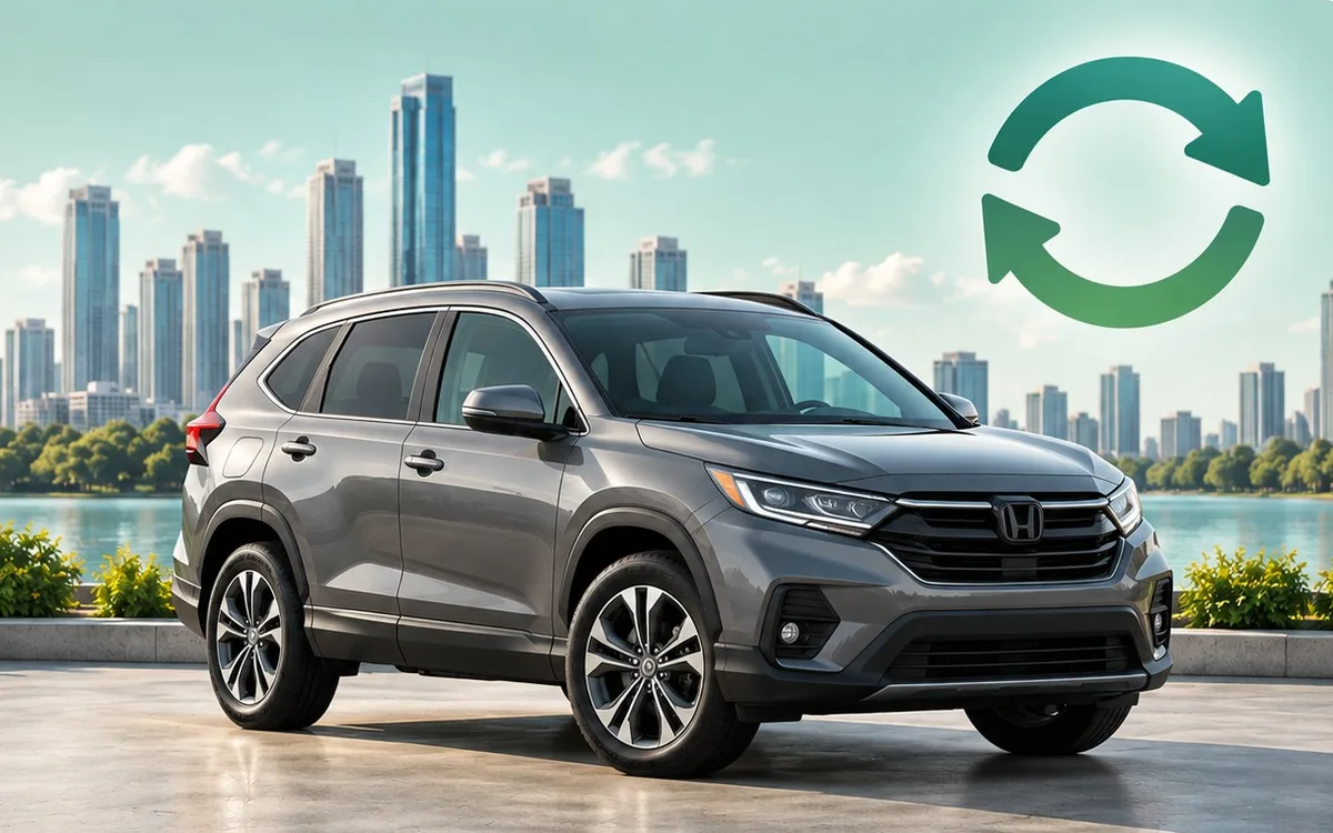 Illustration of an SUV with a lease renewal cycle mark